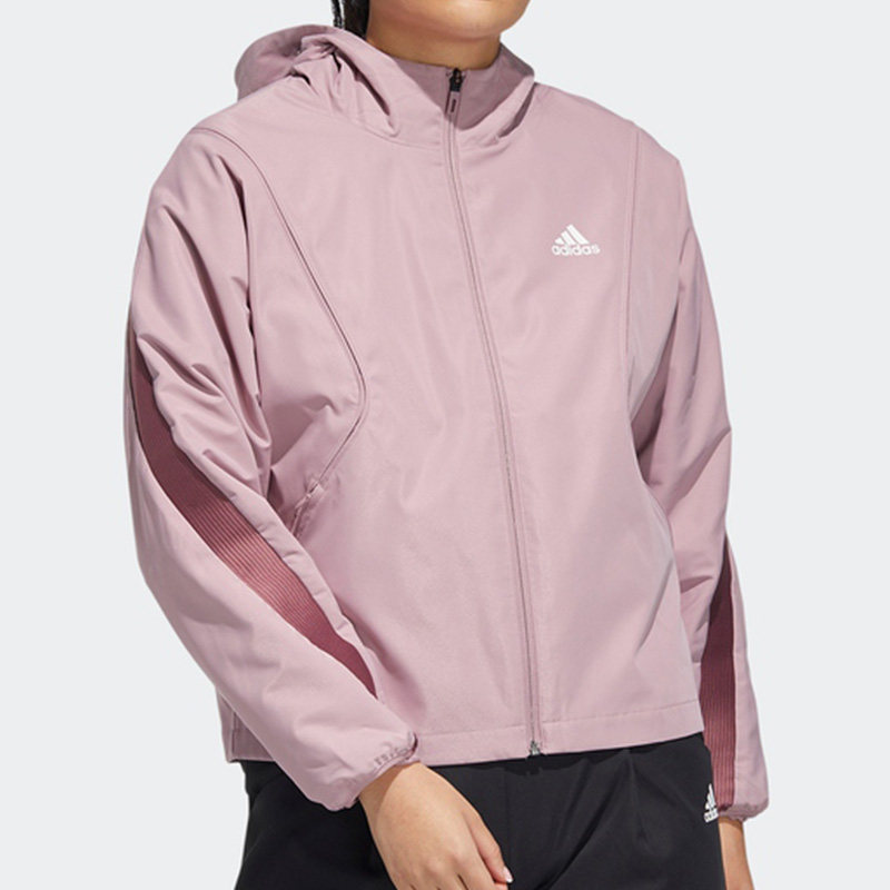 Adidas/阿迪达斯正品春季女子运动休闲梭织连帽衫夹克 HF0046