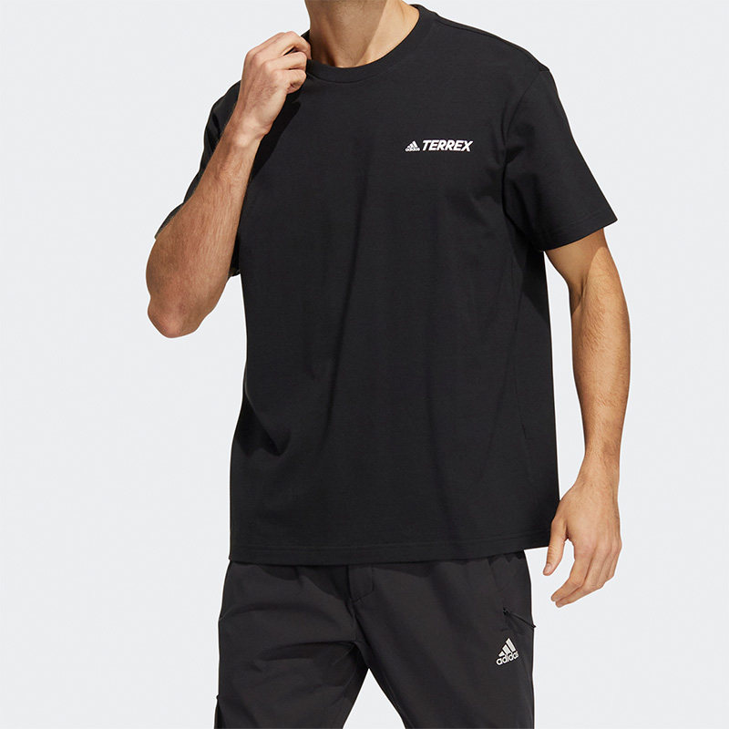 阿迪达斯男女运动圆领短袖T恤衫