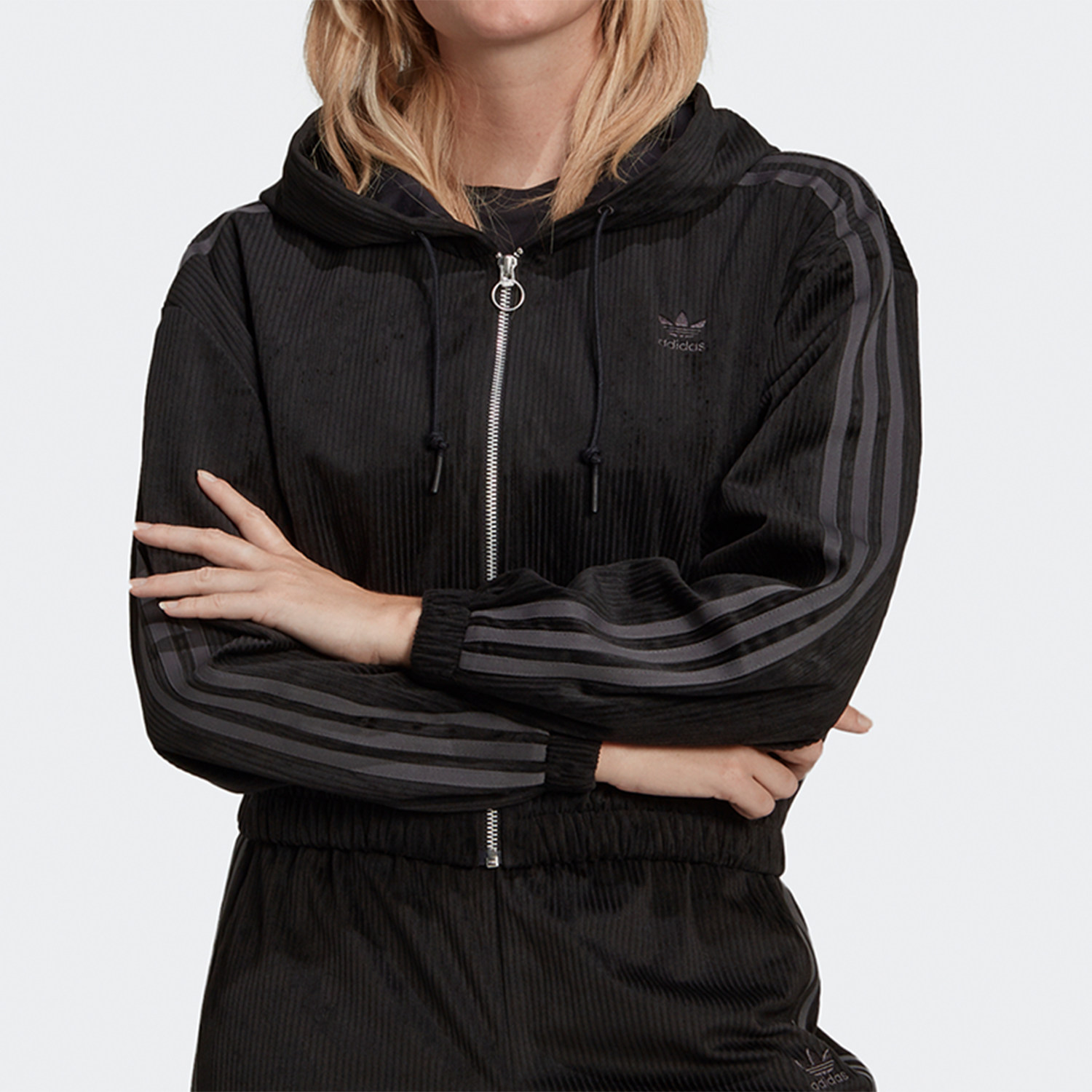 Adidas/阿迪达斯正品三叶草 女子秋季休闲运动连帽外套 GU0829