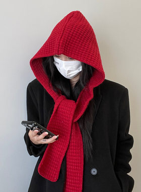 韩版巴拉克拉法帽子女秋冬季加厚保暖帽子围脖两用一体护耳针织帽