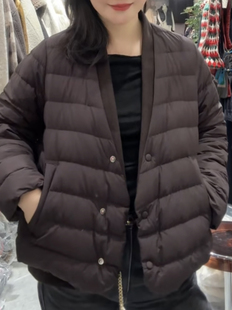 安西娅 排骨羽绒外套假两件 短款