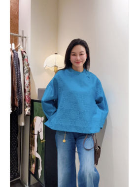 安西娅 新中式提花阔版外套八达运彩皮真丝上衣