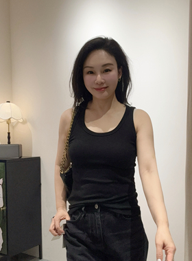 安西娅 基础款纯色U领背心 软糯亲肤内搭外穿无袖上衣