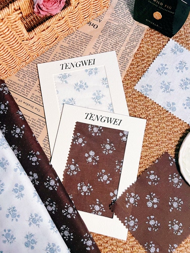 TENGWEI春夏全棉平纹韩系碎花连衣裙面料奶白底手工DIY窗帘布料