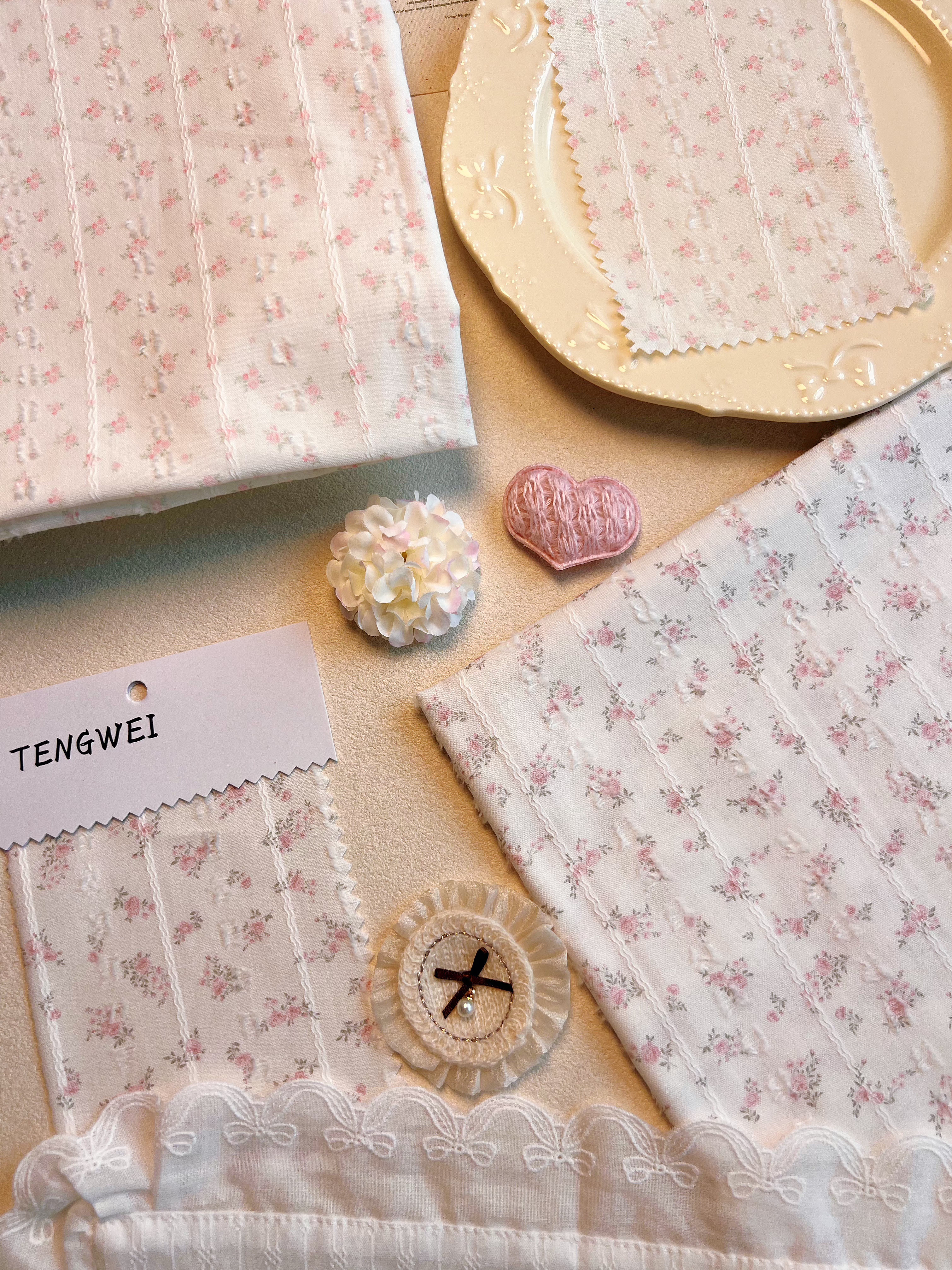 TENGWEI原创设计布料小清新花朵肌理感连衣裙衬衫裙子睡衣面料