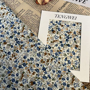 法式复古小碎花面料 高支纯棉印花布 温柔风连衣裙衬衫手工布料