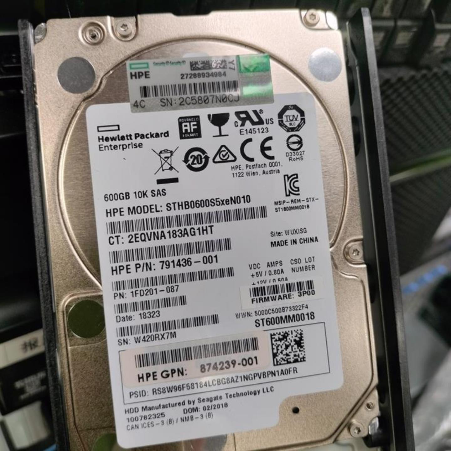 HP 3PAR 8000 K2P99B 810761 P03797  600GB 10K 25 840458-001