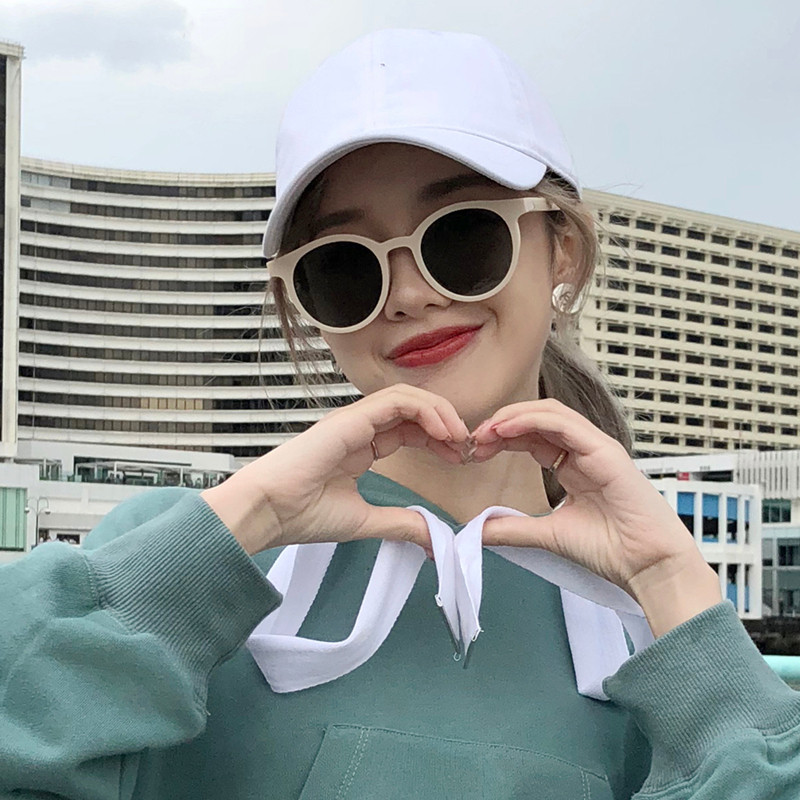 复古圆形太阳镜女潮可爱软妹女拍照防紫外线小框原宿风素颜墨镜男