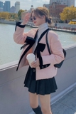 档口现货90白鸭绒蝴蝶结短款羽绒服外套288A-925，女装羽绒服，浙宝095(原288A)