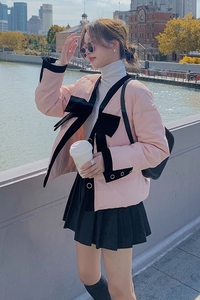 档口现货90白鸭绒蝴蝶结短款羽绒服外套288A-925图片