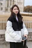 档口现货短款绣花拼接撞色90白鸭绒羽绒服288A-920，女装羽绒服，浙宝095(原288A)