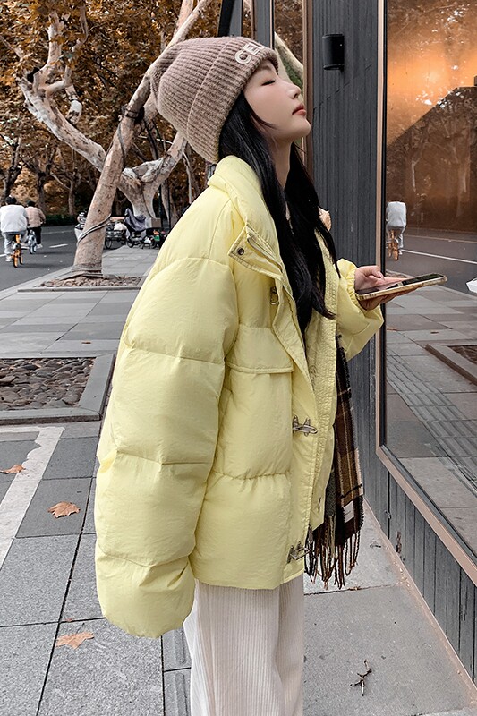 黄色短款立领羽绒服女2025冬季新款超好看减龄小个子白鸭绒外套潮,女装羽绒服,浙宝095(原288A)