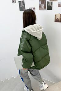 【现货】卫衣帽运动短款白鸭绒羽绒服面包服288A-993-P185控268,150斤的胖倩倩穿搭图片