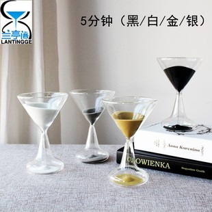 饰摆设品 酒杯形5分钟玻璃沙漏计时器时间沙漏生日礼物创意家居装