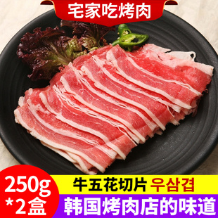 烤肉食材薄切牛五花肉片牛肉薄切烧烤生肉家庭烤肉烧烤250克 2盒