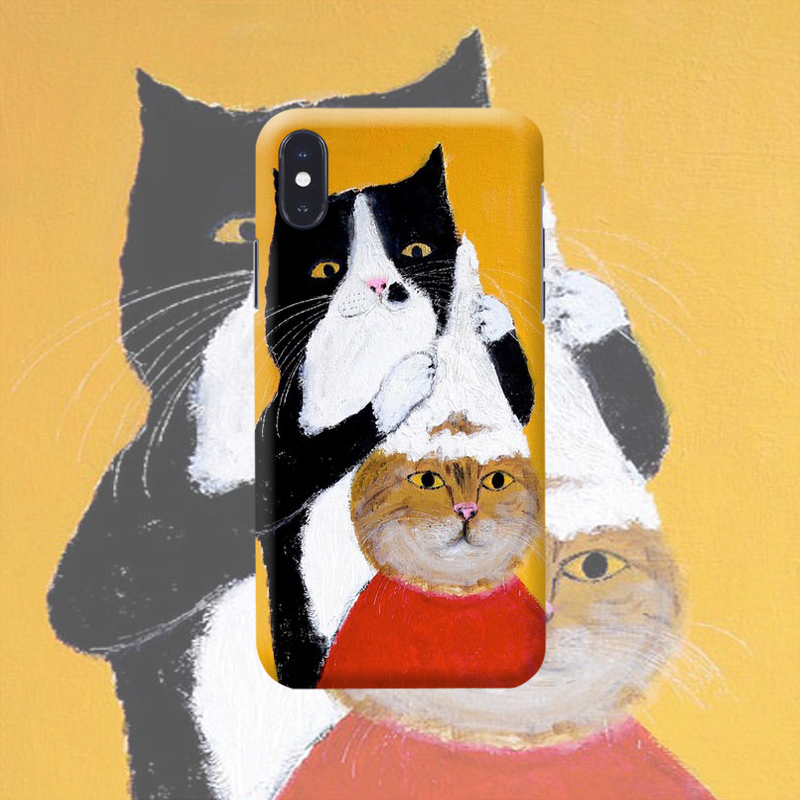 xr/8plus华为mate40手机套k30pro 小米 可爱油画风猫猫警长猫手机套