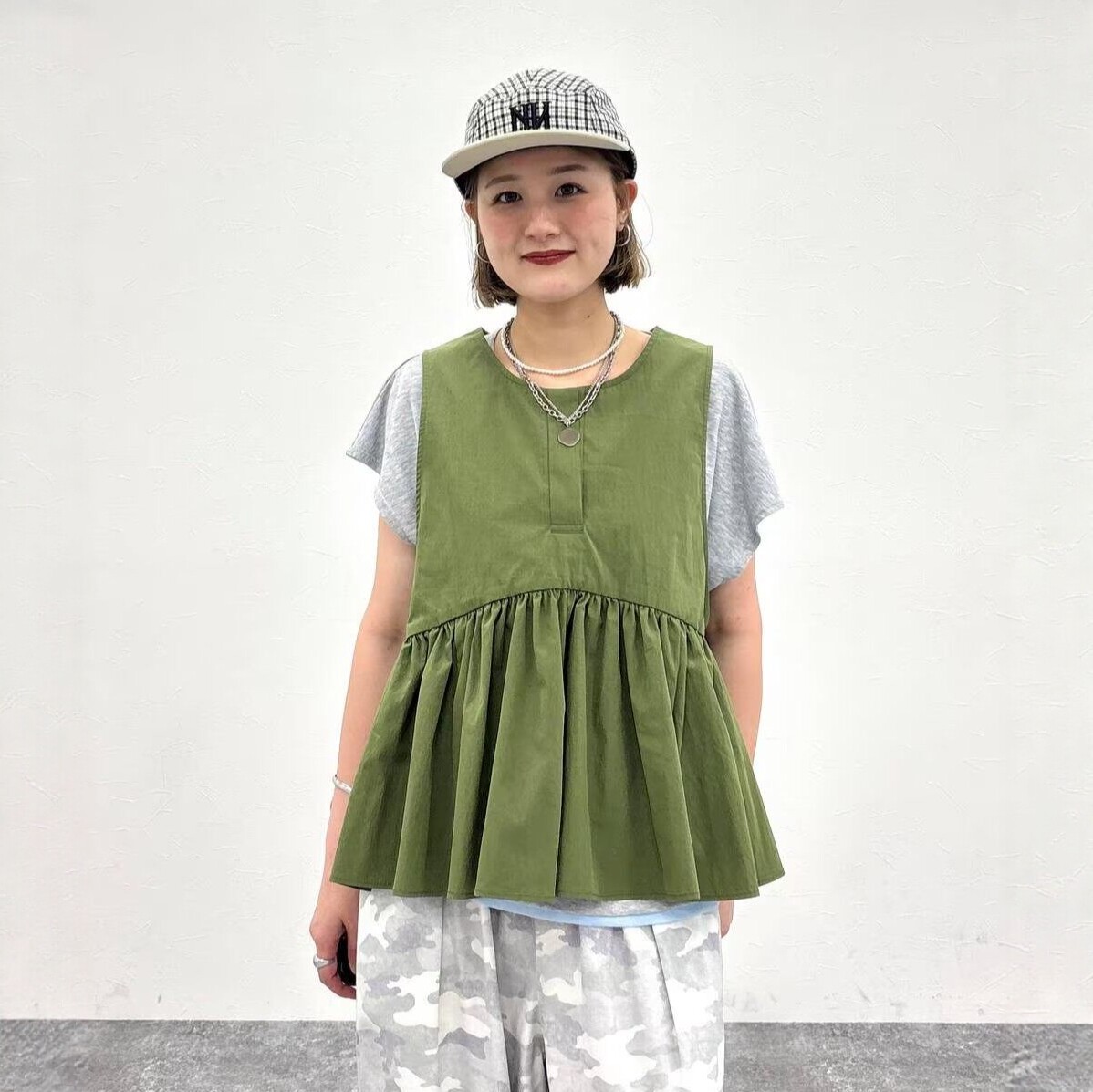 夏季日系N锦棉速干抽绳系带立体褶皱裙摆宽松甜美复古叠穿马甲