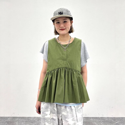 夏季日系N锦棉速干抽绳系带立体褶皱裙摆宽松甜美复古叠穿马甲