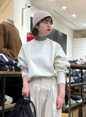 清 日系N袖口字母刺绣UNISEX简约休闲轻量宽松中长款棉质卫衣