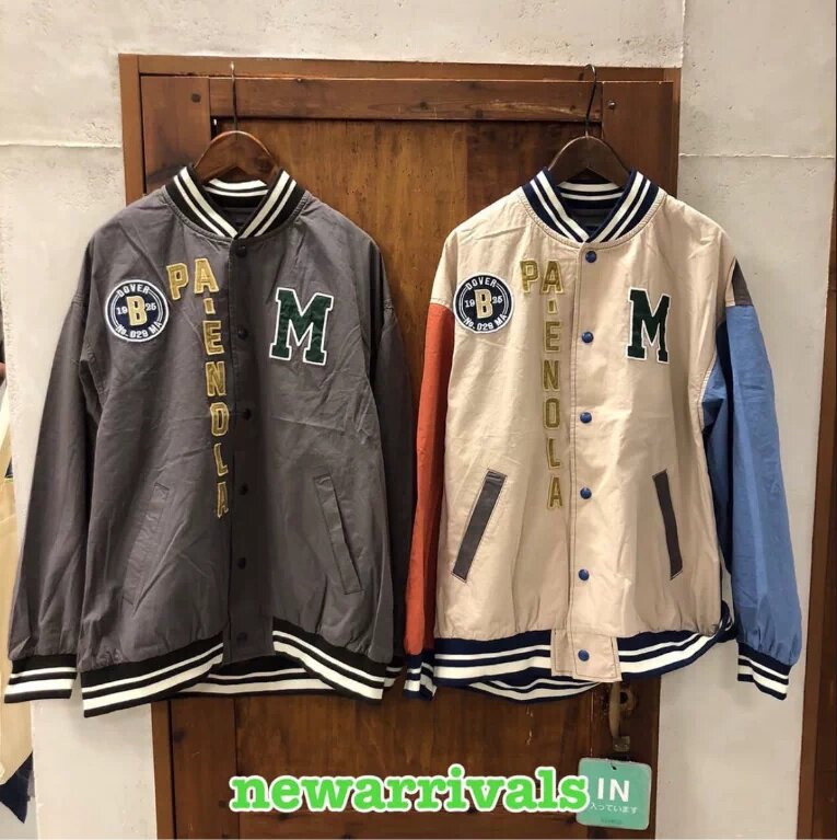清 日系方糖罗纹领字母刺绣徽章美式复古学院风拼色棒球夹克外套