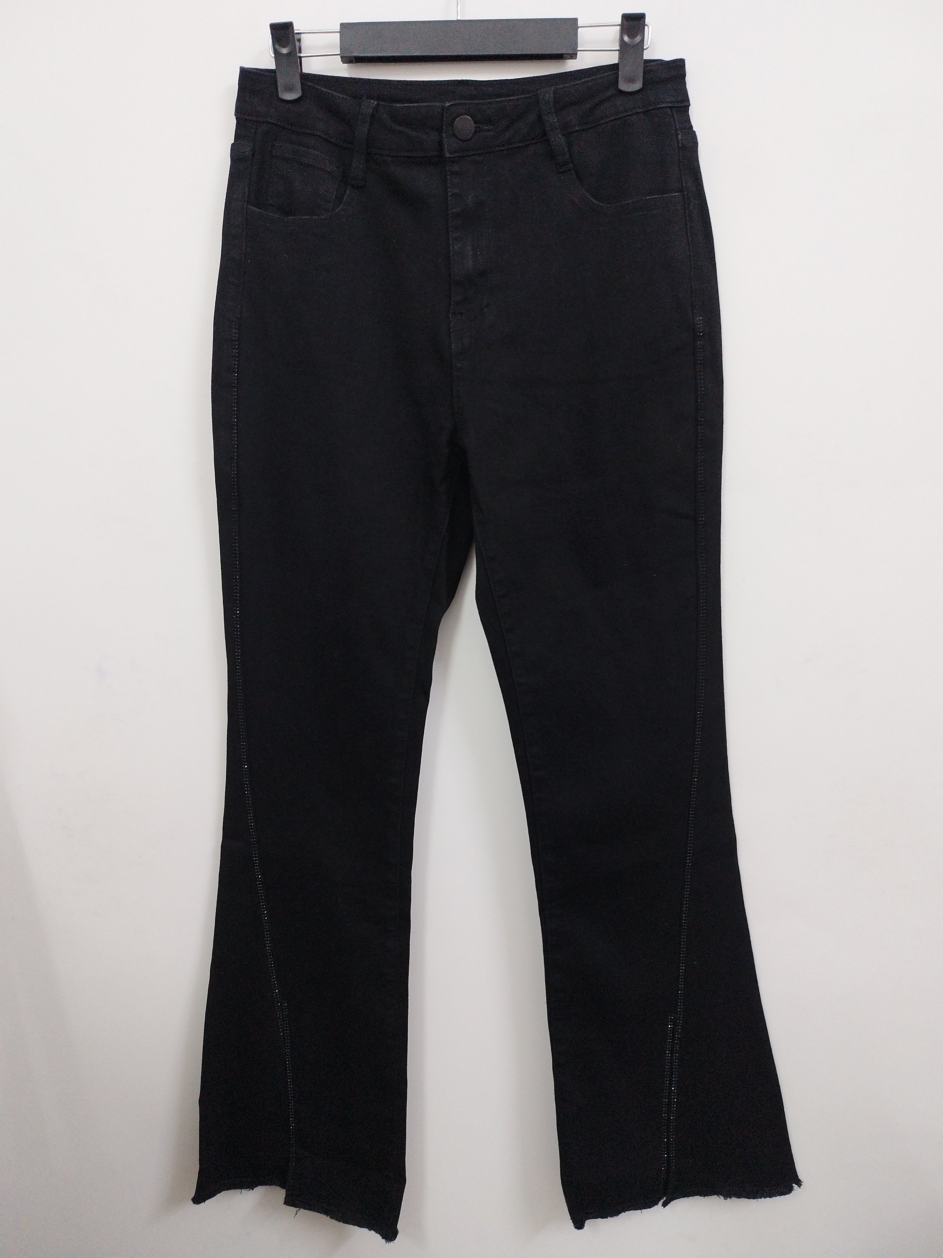 VELWIN蔚雯 时尚百搭显瘦气质开叉喇叭牛仔裤 有弹力 L码