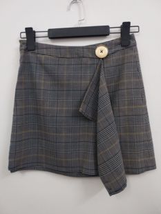 品牌撤柜 谷 经典复古格子A字半身裙 大码短裙 L码