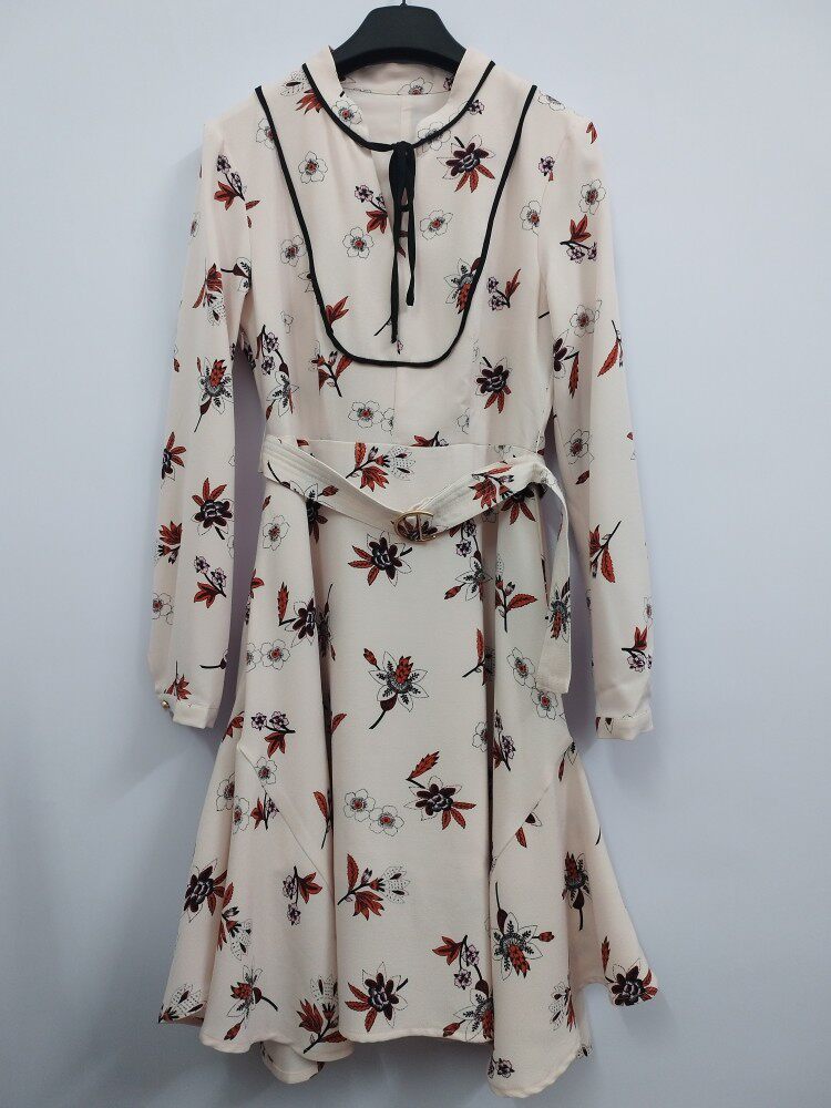 lucidy鲁思蒂 小清新减龄印花收腰连衣裙 s码155,m码160