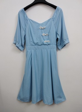 Cloris Maat 复古中国风珍珠盘扣改良版宽松显瘦旗袍连衣裙 XL码