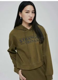 S码 AIKE爱客 卫衣 宽松休闲连帽短款 百搭慵懒风气质时尚