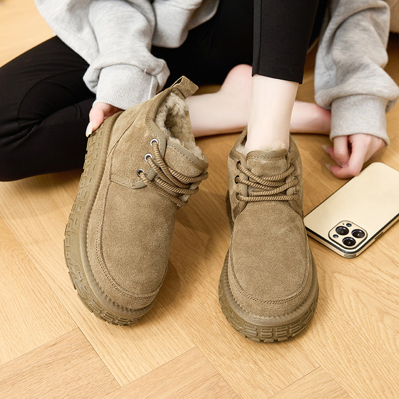 皮毛一体雪地靴女款马丁靴2025新款短靴加绒冬季羊毛加厚棉鞋保暖,女鞋,时尚雪地靴,淘宝优惠券,粉丝福利购,淘宝优惠卷