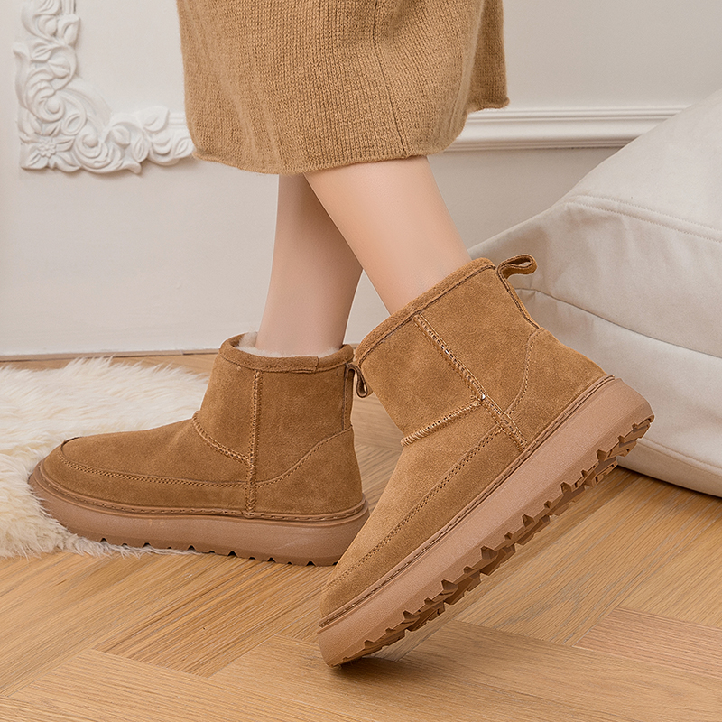 100%纯羊毛雪地靴女加绒加厚短靴
