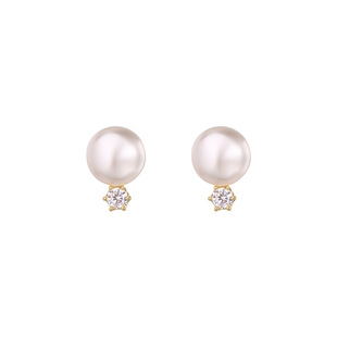 卡芙娜 气质耳饰925纯银针耳环轻奢 优雅米白馒头玻璃珍珠耳钉时尚