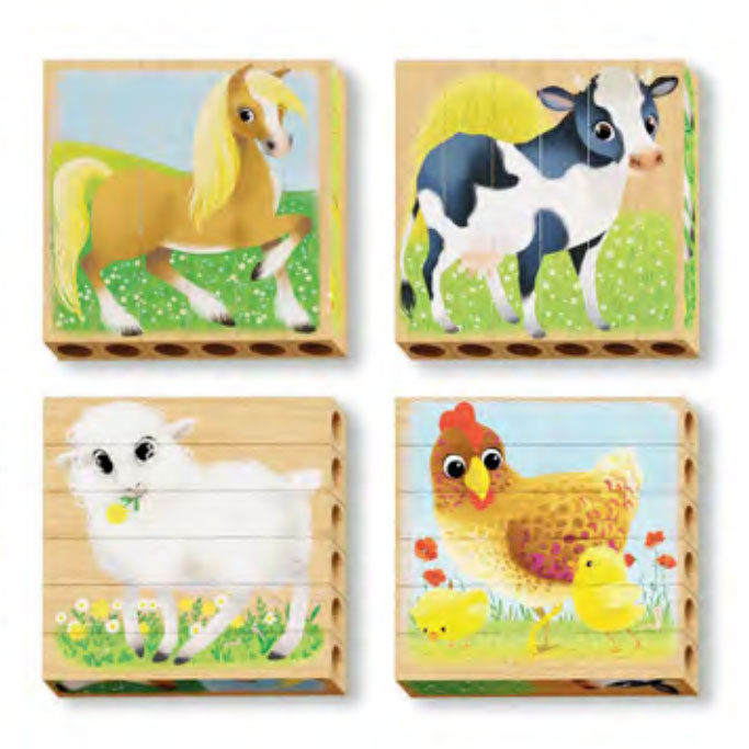 意大利启迪Quercetti 管状农场拼图组合立体积木4款 儿童益智玩具