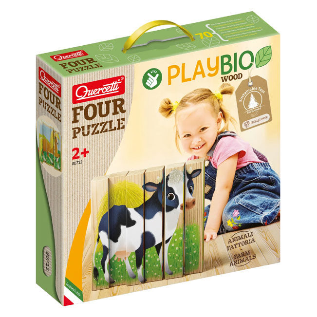 意大利启迪Quercetti 管状农场拼图组合立体积木4款 儿童益智玩具