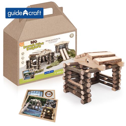 guidecraft 自然纹理原生态树枝积木建构套装-125件 儿童益智玩具
