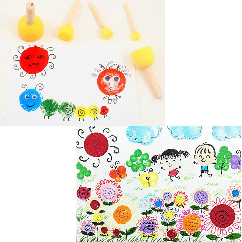 海绵蘑菇点点刷 幼儿园美术涂鸦绘画工具儿童diy手工制作美劳材料