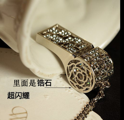 时尚口哨水晶项链女铜电镀真金