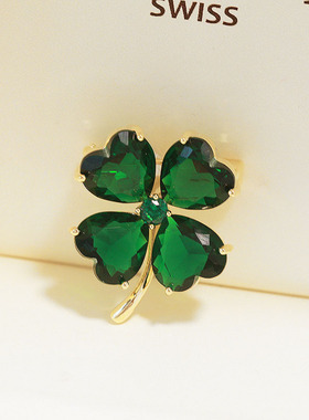 幸运四叶草绿色高档胸针女西服胸花别针毛衣开衫时尚配饰百搭高级