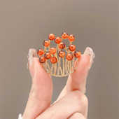 珊瑚红玛瑙高档胸针女气质精致百搭西装 大衣别针胸花百搭固定衣服