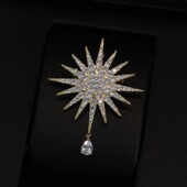 时尚 百搭高档胸花 男士 星芒水滴胸针女开衫 配饰百搭别针韩大衣西装