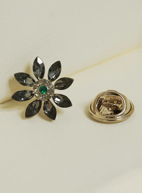 时尚花朵领针灰色胸针小款开衫外套别针扣袖扣防走光西服固定衣服