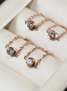 精致链条锆石戒指细尾戒ins玫瑰