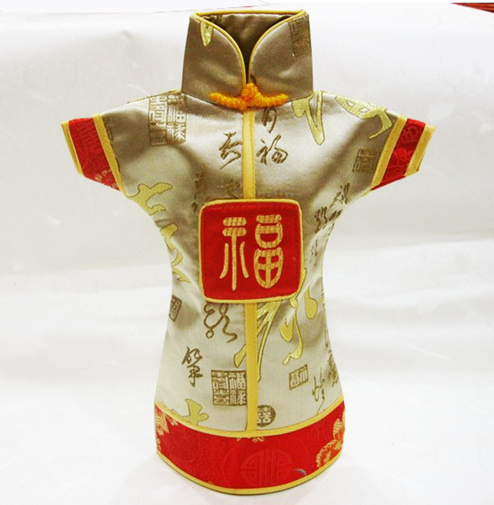 福字官服唐装丝绸红酒套 男女服饰酒瓶套 中国风外事出国礼品多色