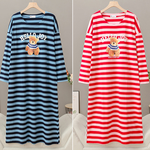 pink可爱卡通睡衣少女学生韩版 睡裙宽松大码 纯棉时尚 家居服女 长袖