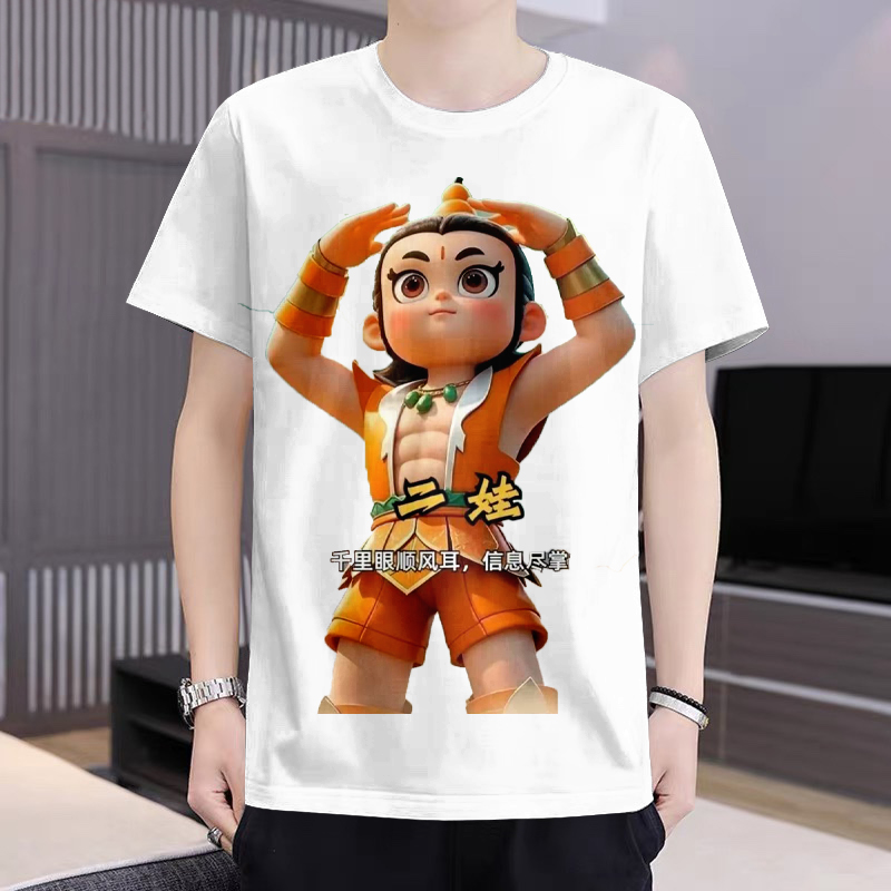 2025夏季上新七个葫芦娃兄弟短袖 3D印花T恤青少年休闲男女同款潮
