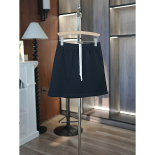 高支毛圈棉抽绳松紧腰宽松A字纯色半裙短裙 意大利粉标 6号衣橱