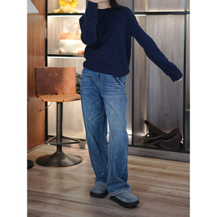 做旧丹宁加绒加厚宽松直筒百搭复古牛仔裤 很暖很有型 6号衣橱