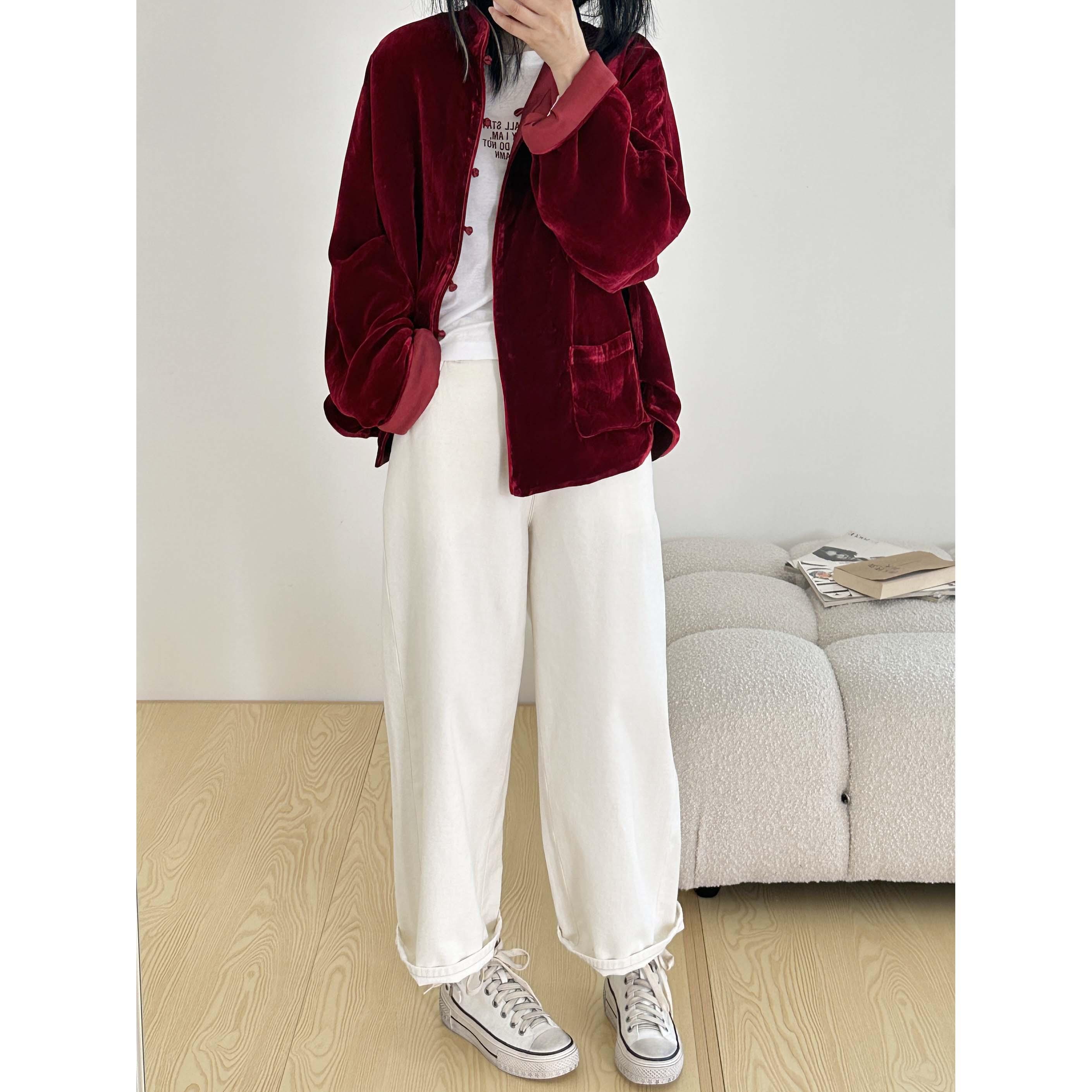 双面穿手工盘扣短外套新中式复古