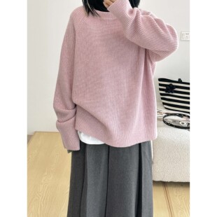 6号衣橱 l 匠心针织JCLP 亚麻羊绒混纺元宝针宽松慵懒圆领针织衫