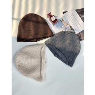 6号衣橱 l 小狗出品 慵懒随性绵羊毛羊绒编织小卷边针织帽渔夫帽